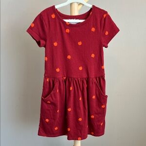 ⭐️⭐️PICK 5 / $20 Cat & Jack Kids Dress in Red with Orange Apple Print XS 4/5